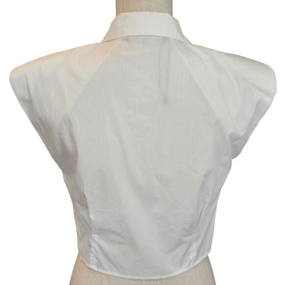 ZARA Padded Should Crop Button-up Sleeveless Top Sz Small - Picture 2 of 8